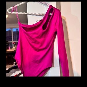Women's Pink One-Shoulder Top Zara Bodysuit